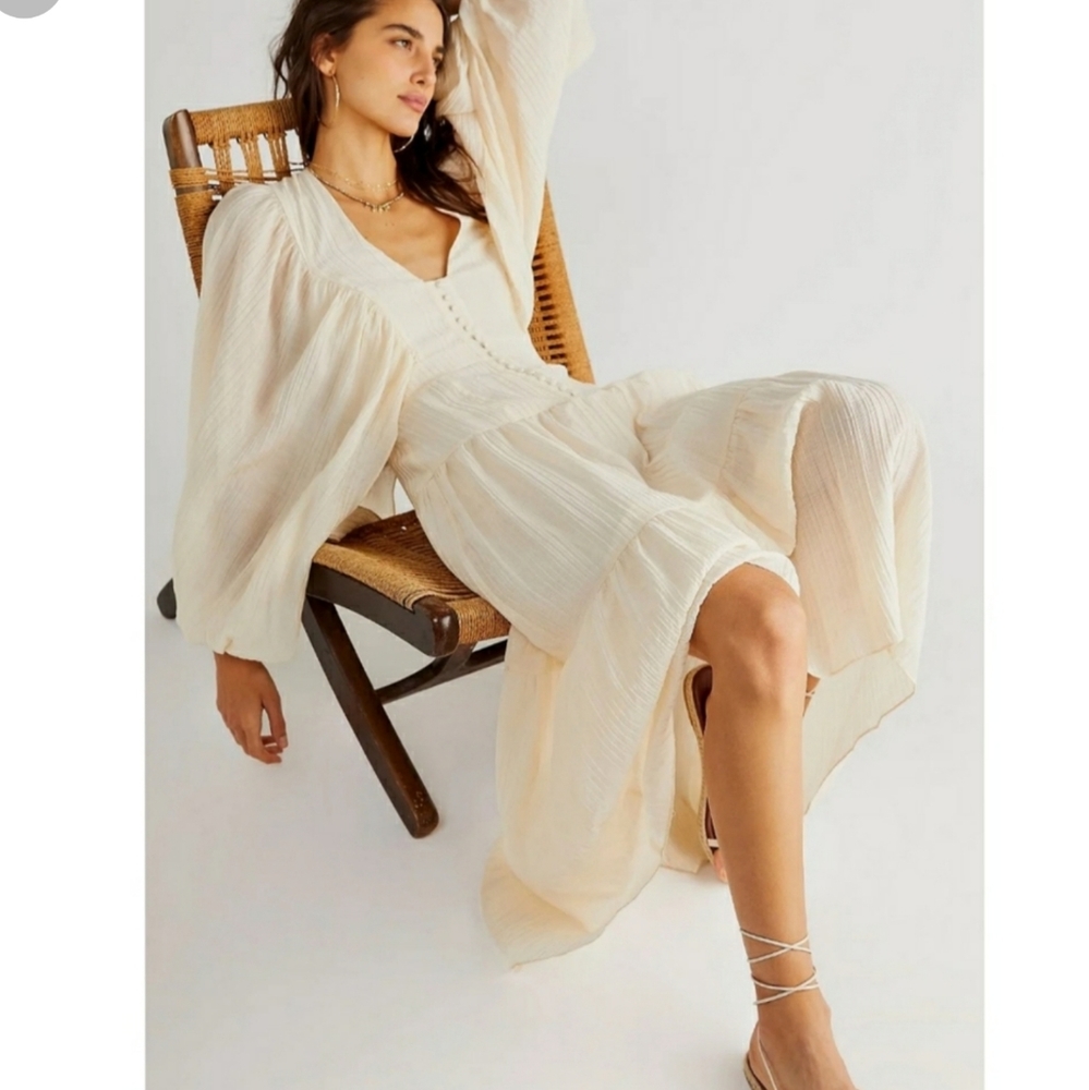 Shona Joy + Free People Mila Plunged Tiered Midi Dress